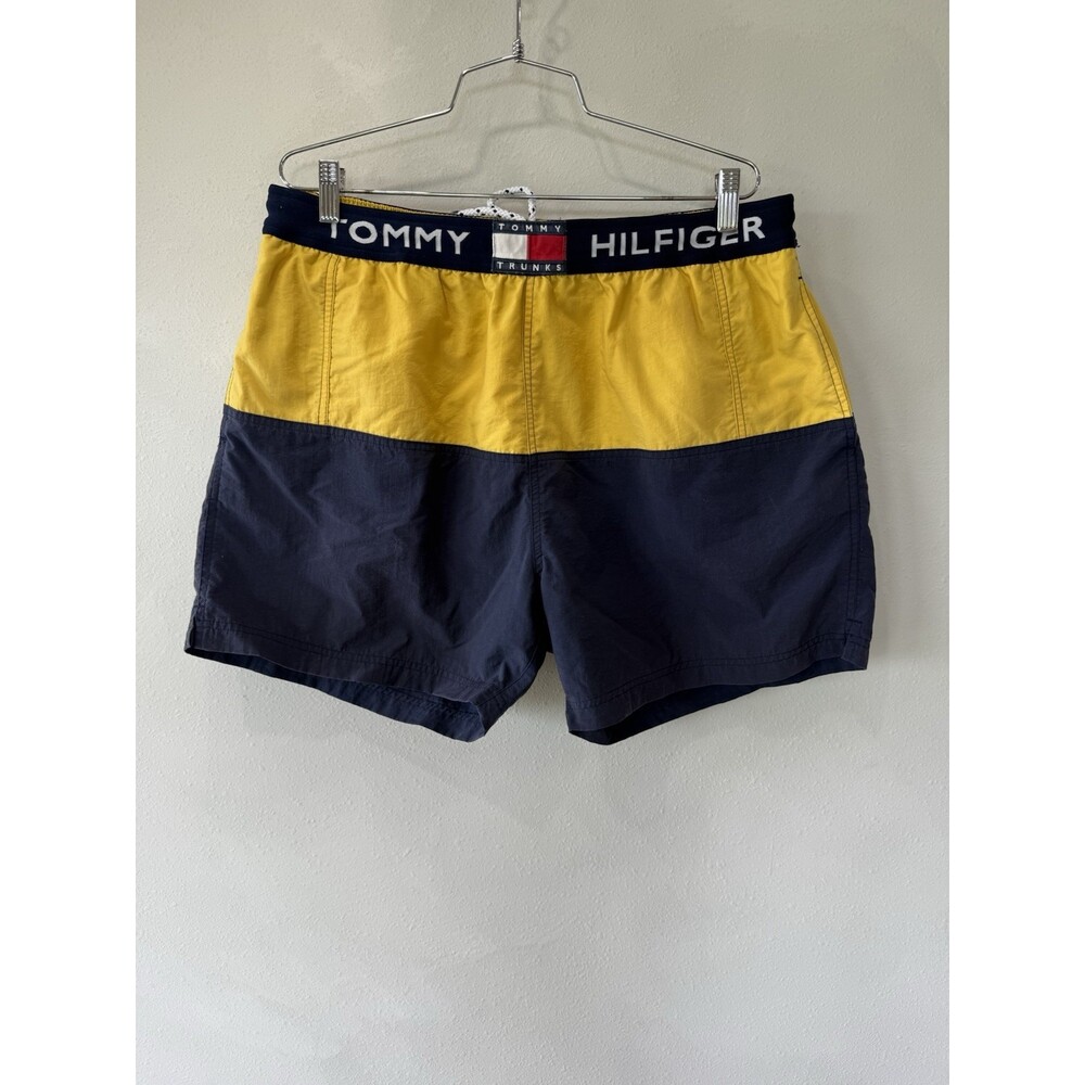 Vintage 90s Tommy Hilfiger Swim Trunks Shorts Men’s XL Extra Large Yellow Blue